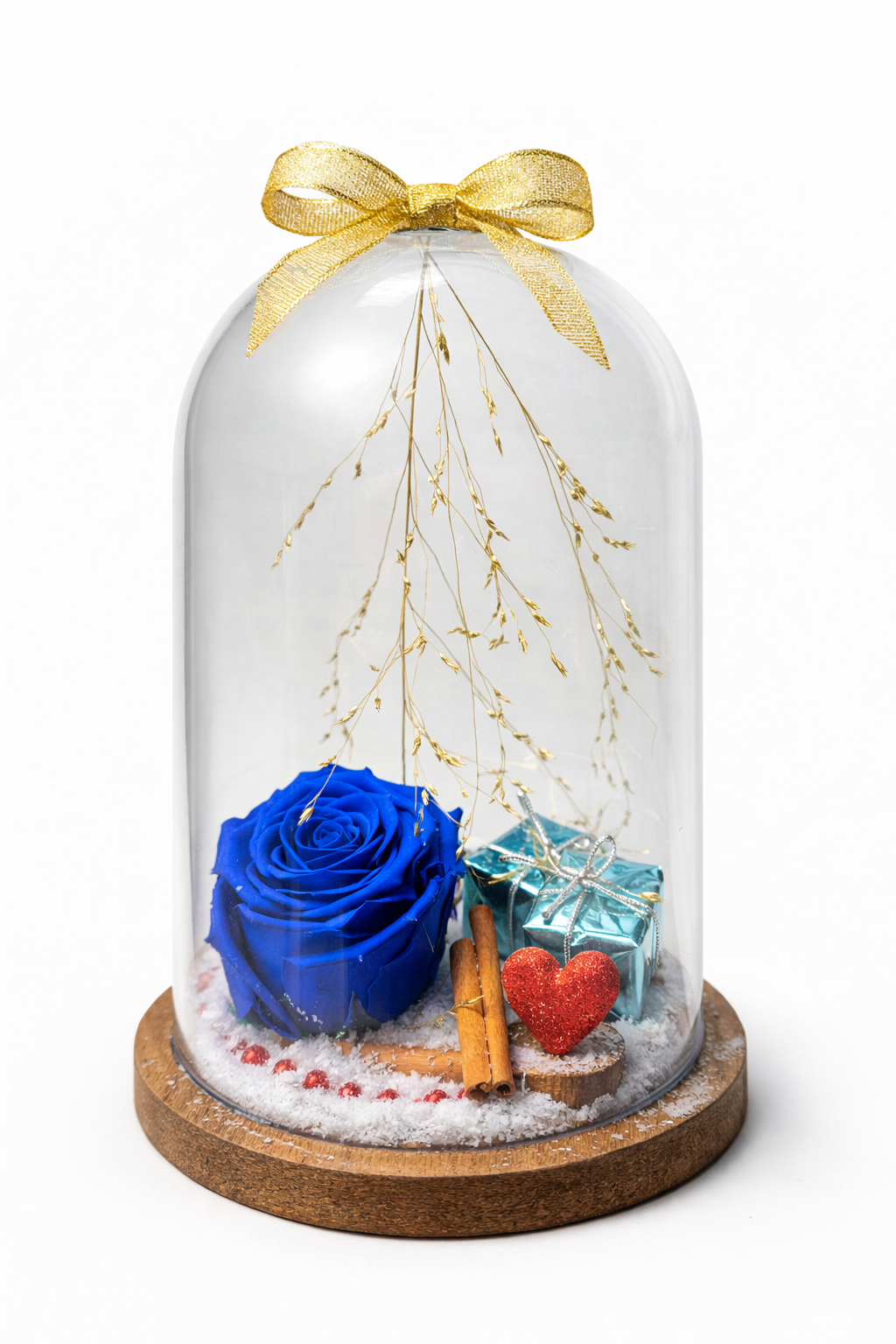 Rose éternelle bleue sous cloche en verre – Création élégante et intemporelle