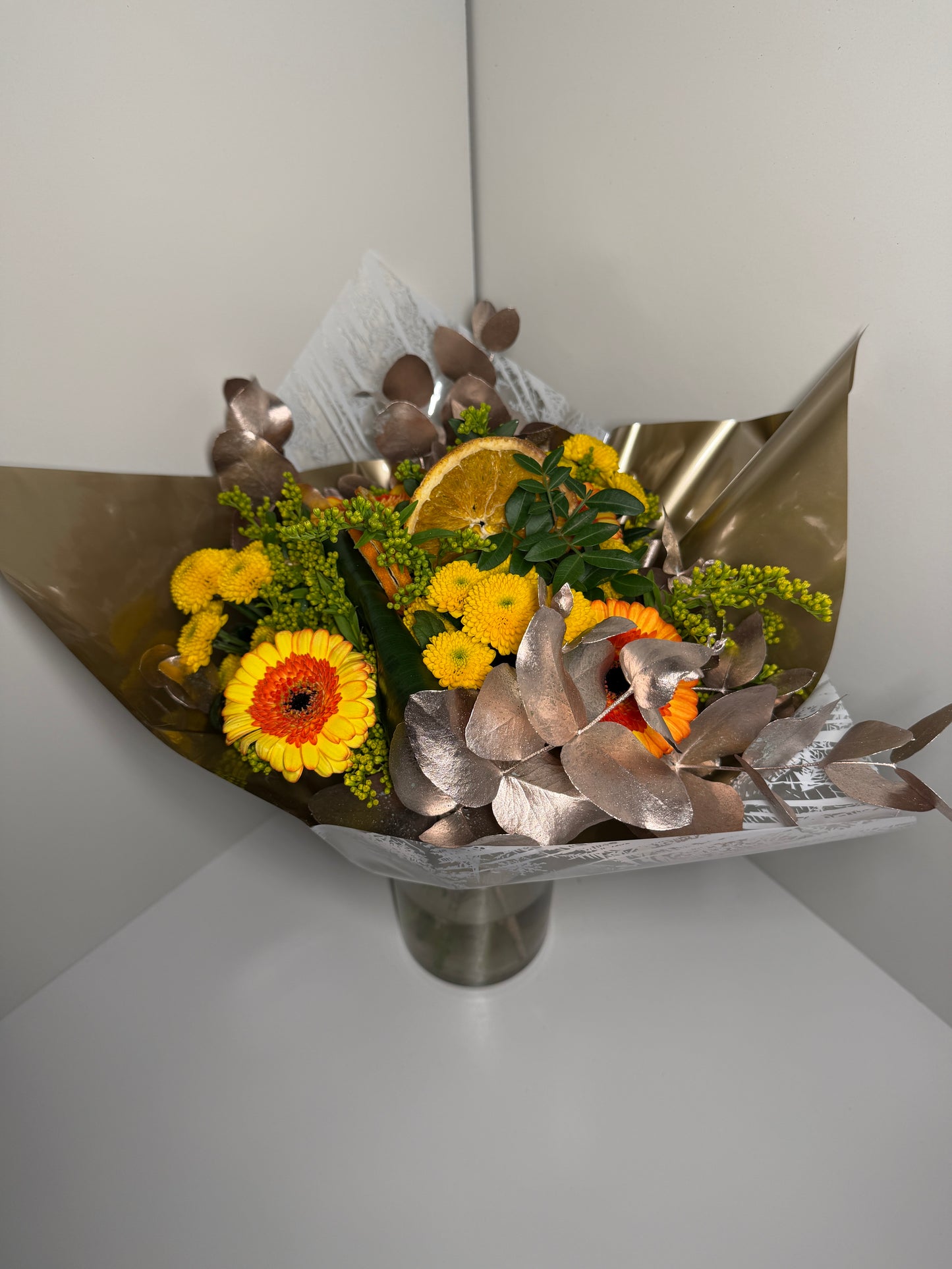 Bouquet Soleil Doré – Gerberas & Fleurs Jaunes