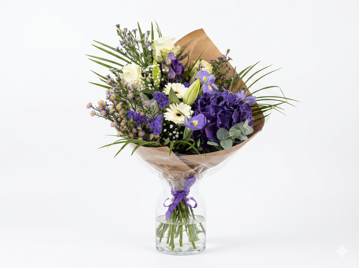 Bouquet champêtre élégant : tons blancs et violets