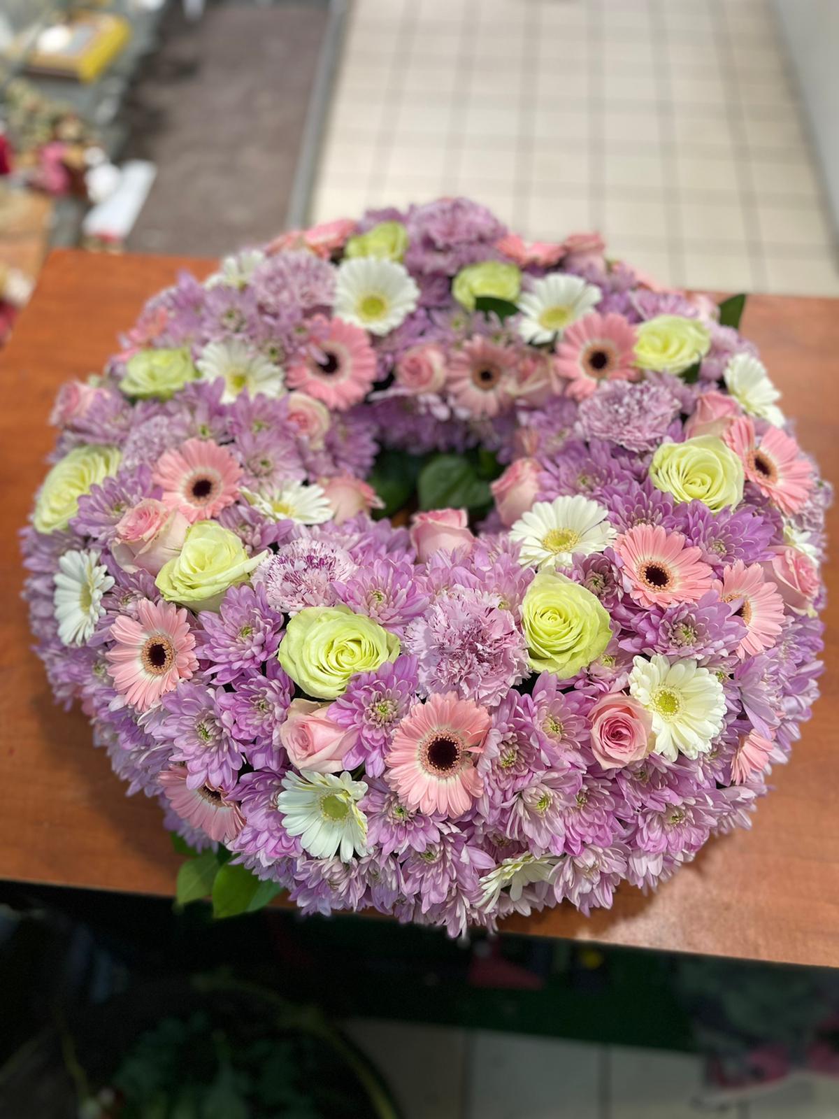 Couronne florale tendresse pastel