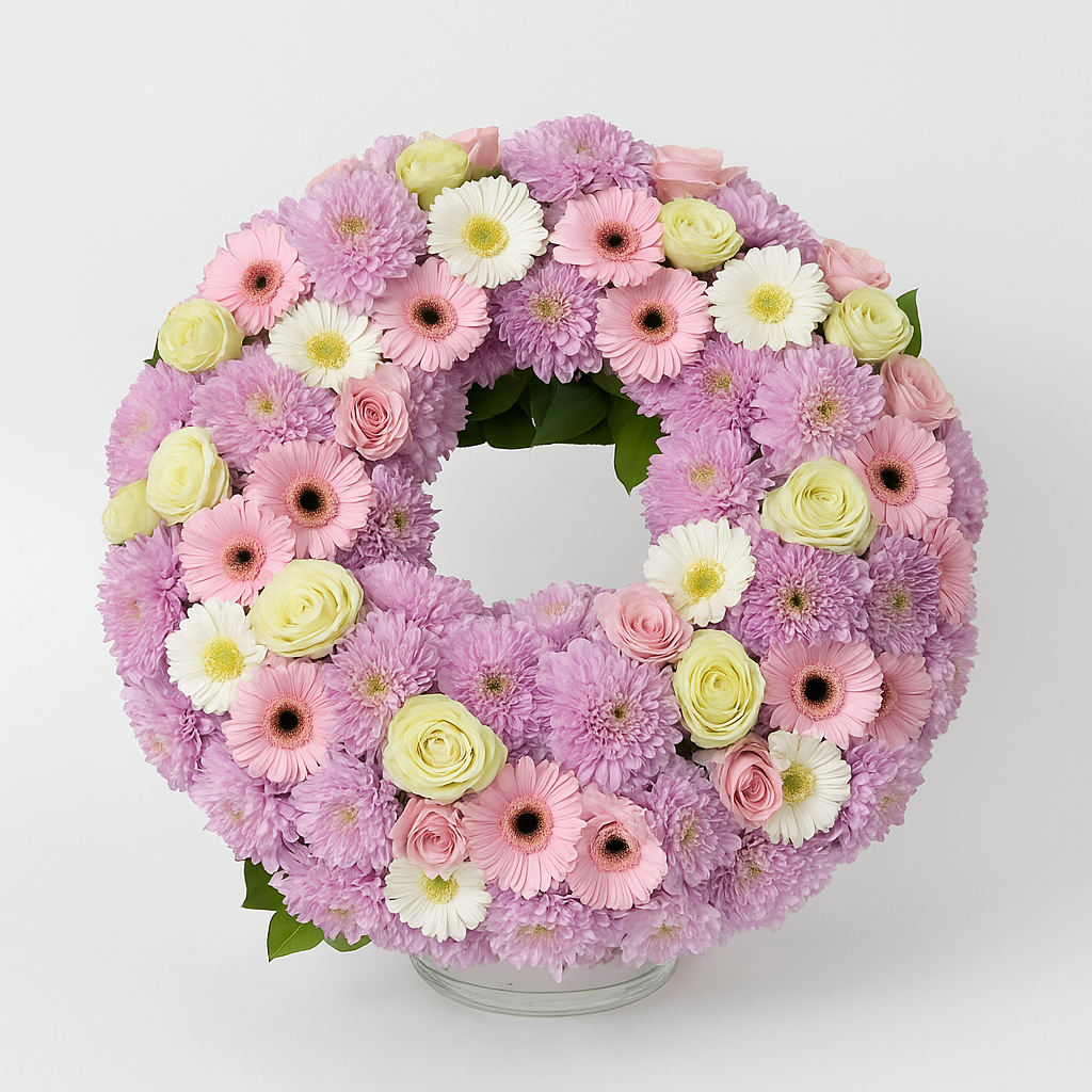 Couronne florale tendresse pastel