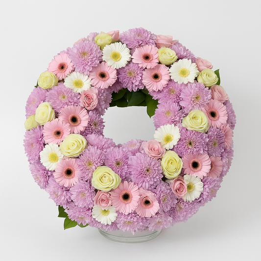 Couronne florale tendresse pastel