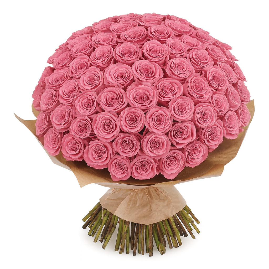 Bouquet de 100 roses roses, Éternelle Tendresse