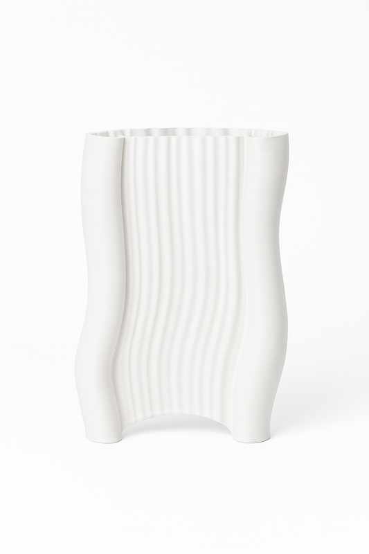 Vase design blanc ondulé – Ouverture flocon – Décoration moderne et minimaliste