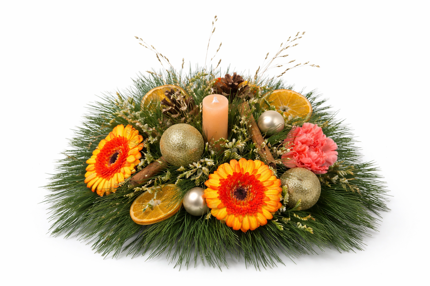 Composition florale avec ourson et bougie – Esprit Douceur