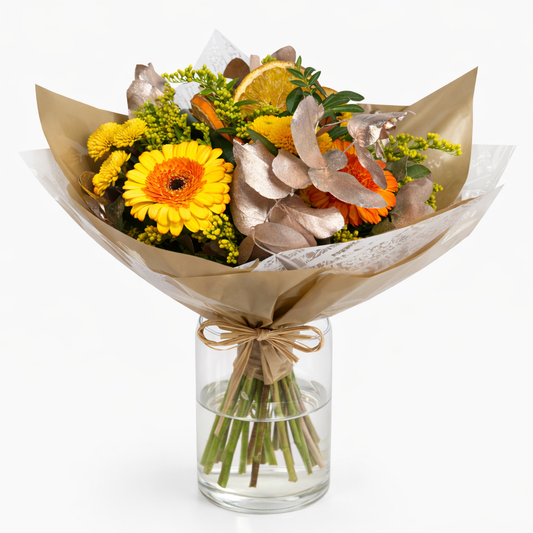 Bouquet Soleil Doré – Gerberas & Fleurs Jaunes