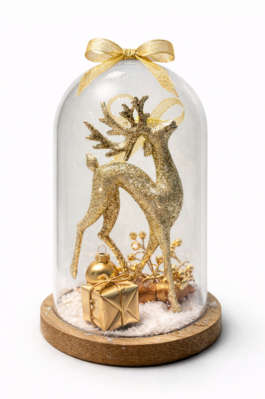 Cloche décorative avec renne doré – Décoration élégante et festive