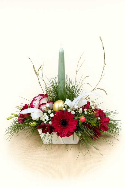 Composition Hivernale Rose Poudré