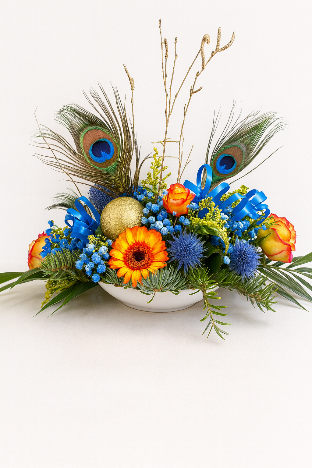 Composition Bleu Royal & Plumes