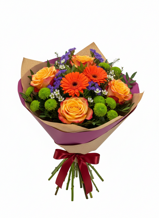 Bouquet "Cocktail Vitaminé" (Orange, Violet & Vert)