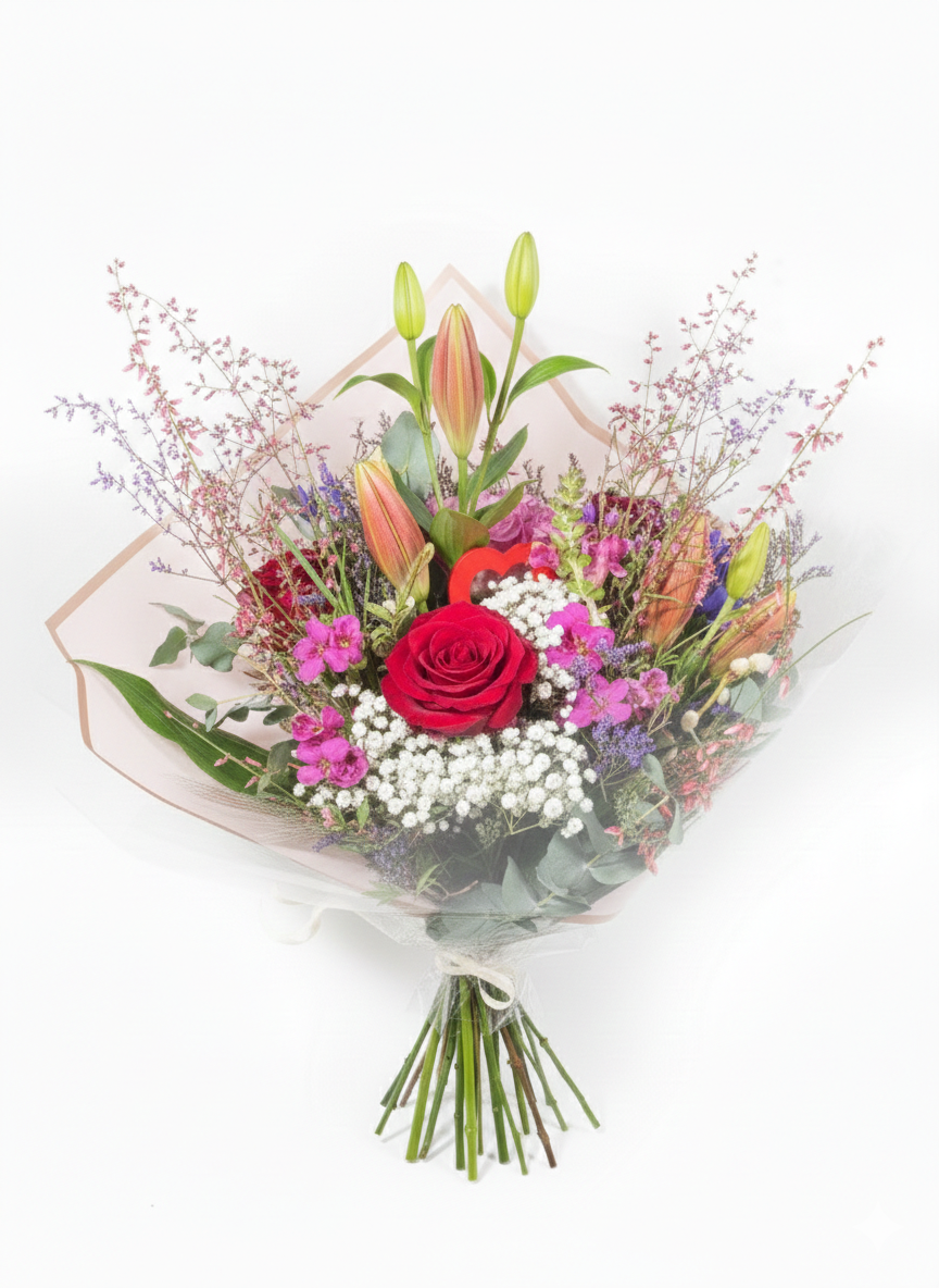 Bouquet Majesté – L'Élégance des Lys et la Passion des Roses