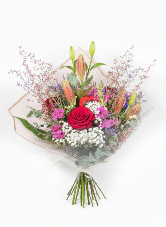 Bouquet Majesté – L'Élégance des Lys et la Passion des Roses