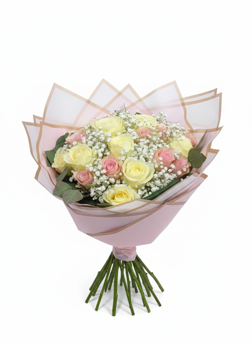 Bouquet "Nuage de Tendresse" (Roses & Gypsophile)