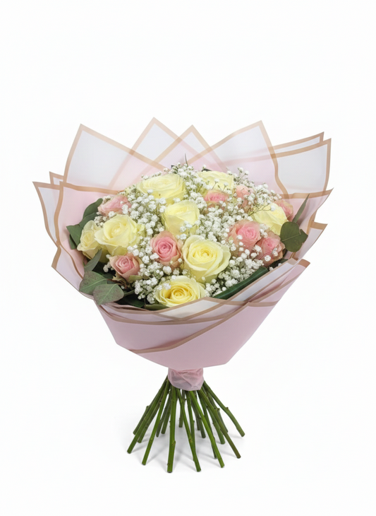 Bouquet "Nuage de Tendresse" (Roses & Gypsophile)