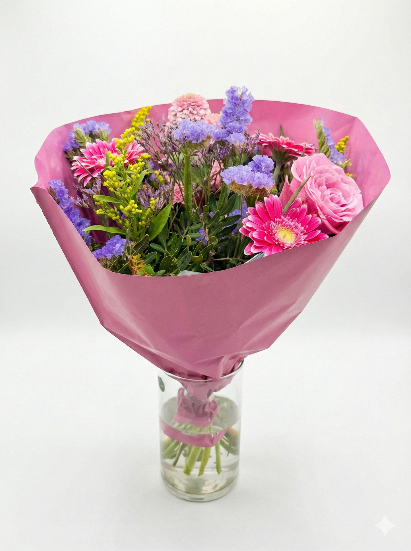 Bouquet Rond "Confettis de Bonheur" – Roses, Gerberas & Fleurs des Champs