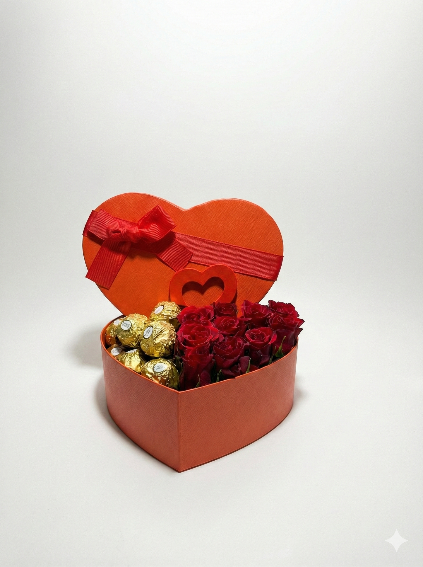 Box Cœur "Amour Gourmand" – Roses Rouges & Ferrero Rocher
