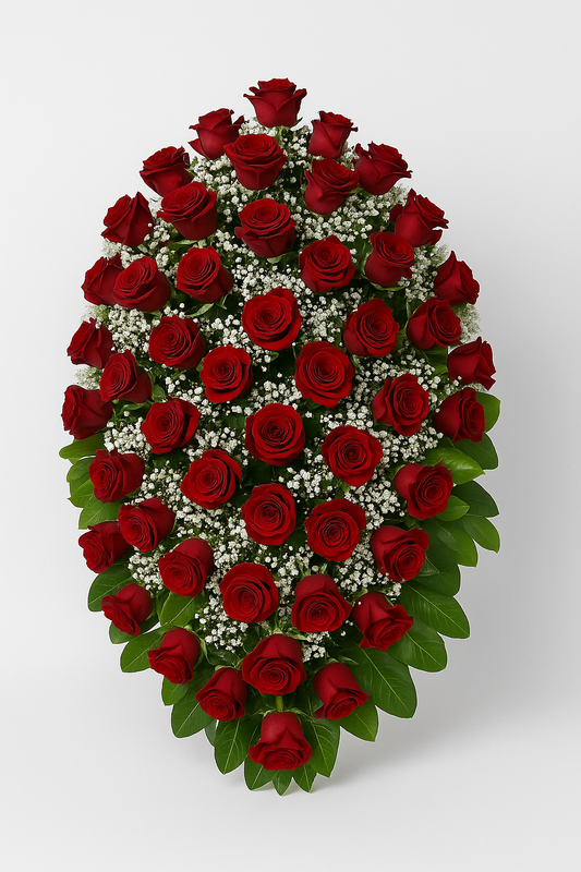 Grande gerbe de roses rouges – Hommage éternel