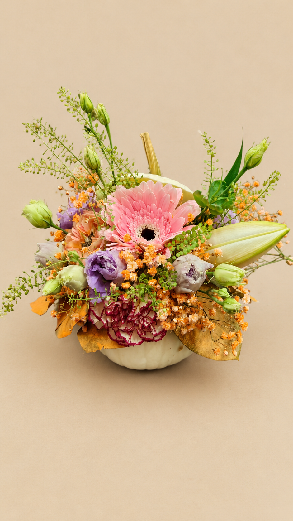 Composition florale dans une citrouille 🎃 Création artisanale et unique