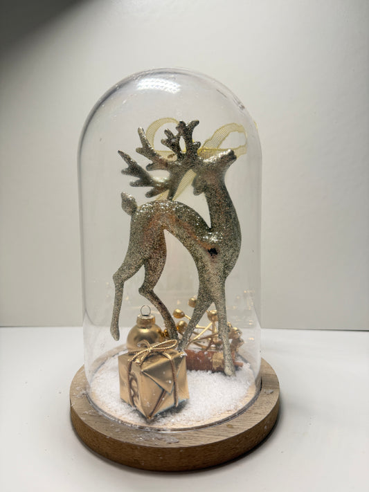 Cloche décorative avec renne doré – Décoration élégante et festive