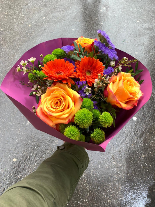 Bouquet "Cocktail Vitaminé" (Orange, Violet & Vert)