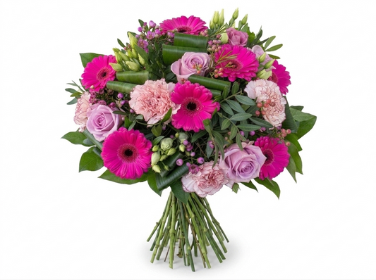 Bouquet Rose et Gerbera Rose Fuchsia