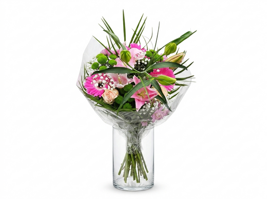 Bouquet Rose et Gerbera Rose Élégant