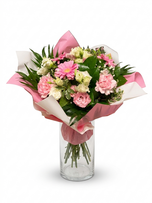 Bouquet Rose et Gerbera Pastel Élégant